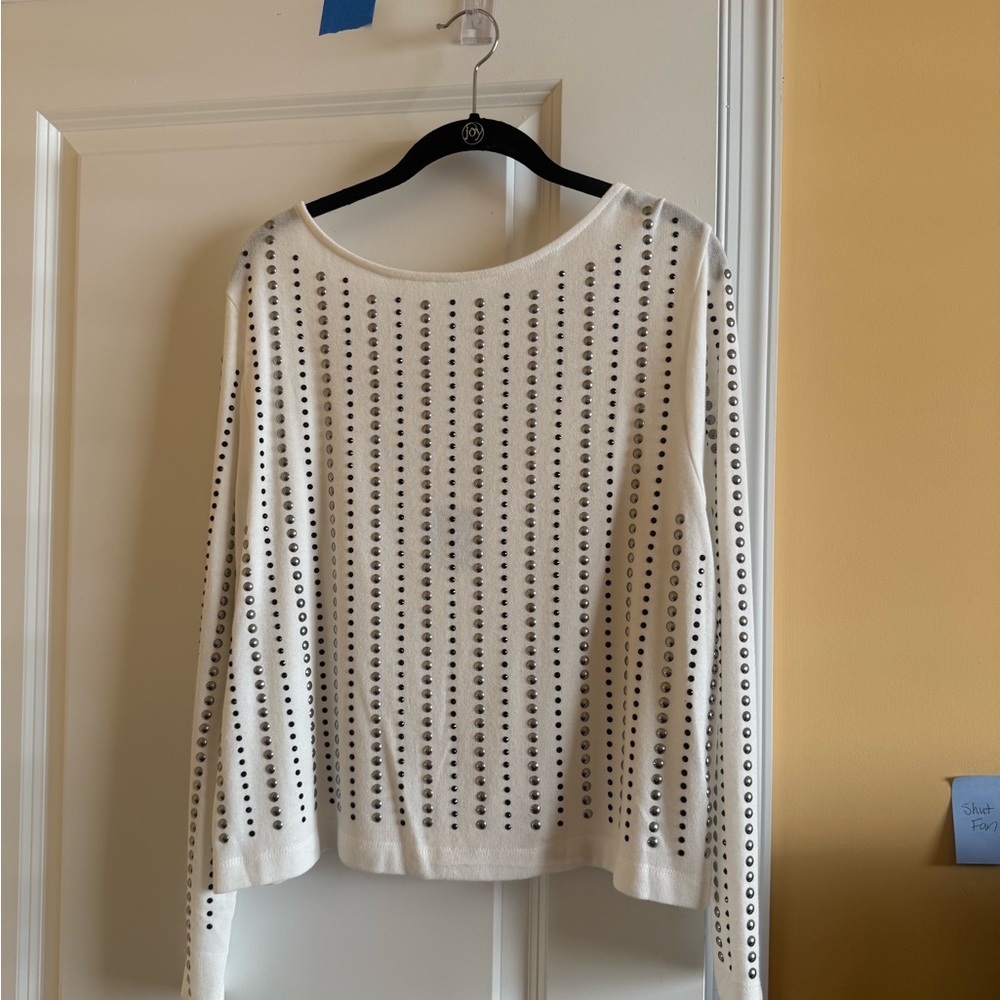 Chic Studded White Sweater